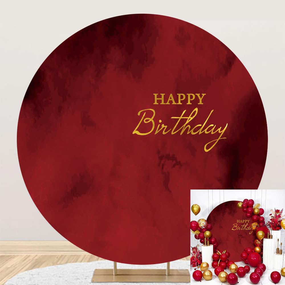 DORCEV Diameter 6.5ft Red Round Backdrop Cover for Kids Adults Happy Birthday Baby Shower Newborn Outdoor Celebration Party Banner Red Solid Color