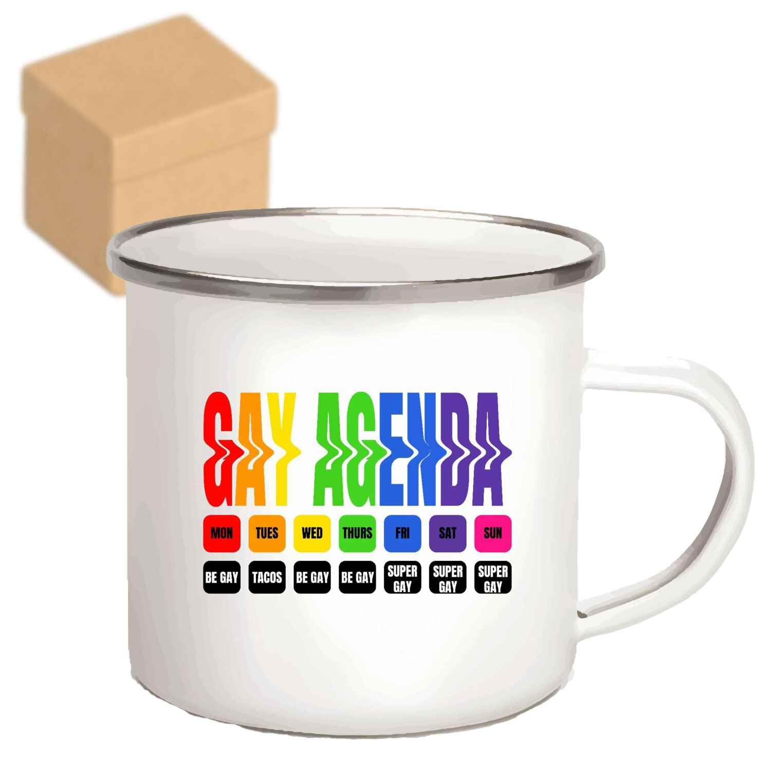 Lgbt Equality Agenda Gift For Sister On Anniversary - Love & Mongay Tuesgay Everygay Pride - 12oz Enamel Silver Mug