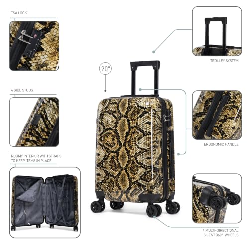 Image of InUSA Snake Print 20-Inch Carry-on Hardside Spinner Luggage and TSA Lock