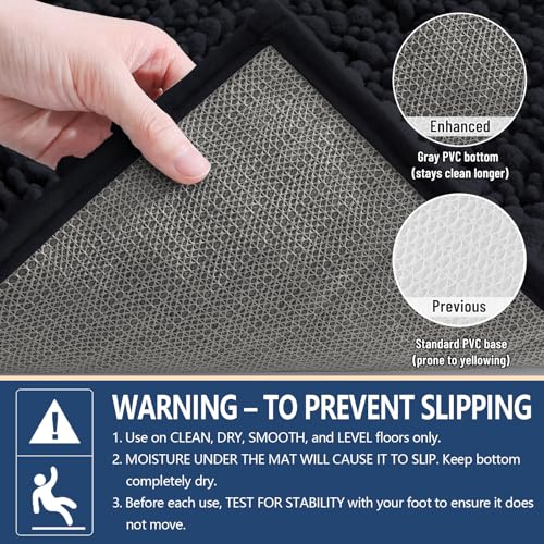 Image of Arotive Luxury Large Bathroom Rugs 40x32, Extra Soft Thick Absorbent Shaggy Chenille Bath Rugs, Machine Wash Dry, Bath Mats for Bathroom Floor, Tub and Shower, Home Decor Accessories, Black