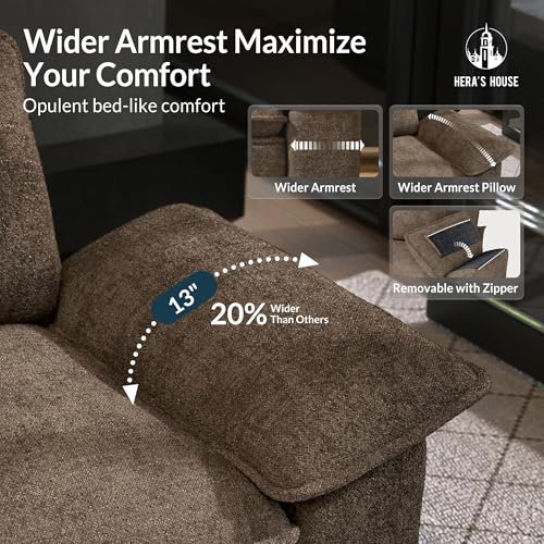 Image of HERA'S HOUSE 124 inch Oversized Modular Sectional U Shaped Sofa,Chenille Taupe | 5-Seater Living Room Couches, Wider Armrest and Deep Seat, Comfy Cloud Couch with Ottoman, Grayish Brown