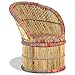 vidaXL Sessel Handgefertigt Stuhl Bambusstuhl Korbsessel Korbstuhl Loungesessel Relaxsessel Wohnzimmer Lounge Bambus mit Chindi-Details