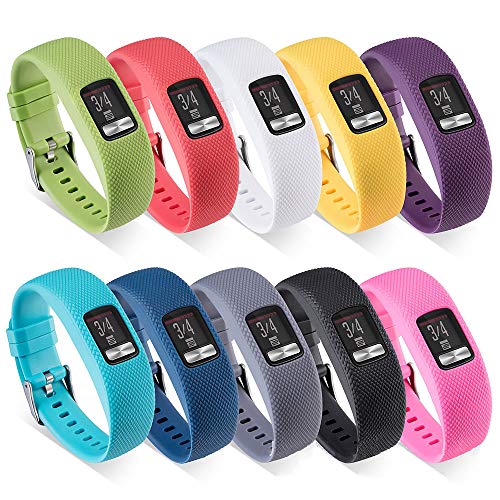 Bands for Garmin Vivofit 4, 10 Pack Replacement Watchbands for Garmin Vivofit4 Activity Tracker Soft Silicone Sport Watch Wrist Bands by FUNZON (L, 10 Pack)