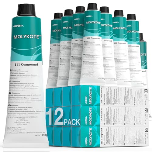 12pcs Molykote 111 Compound Valve Lubricant and Sealant 150g 5.3oz, Silicone Grease for for Repair and Protection of Water Pipes, Ships, Electronic Equipment, Water Resistant, Low Volatility