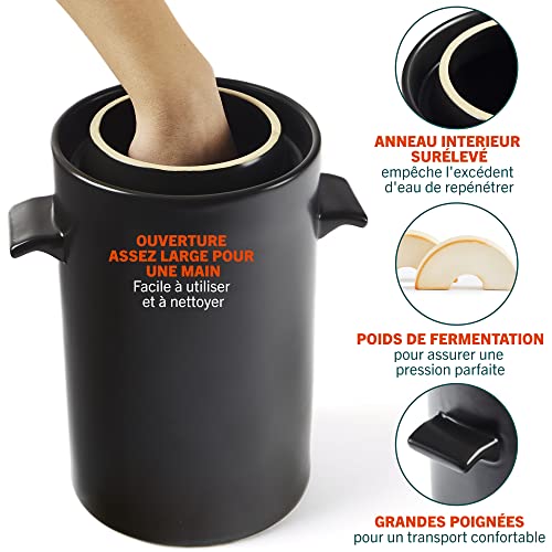 Pot de fermentation HomeBuddy avec poids - pot de choucroute de 3,8 litres en céramique avec poids de fermentation et couvercle - Fonctionne bien comme Pot Onggi Kimchi - Image 4