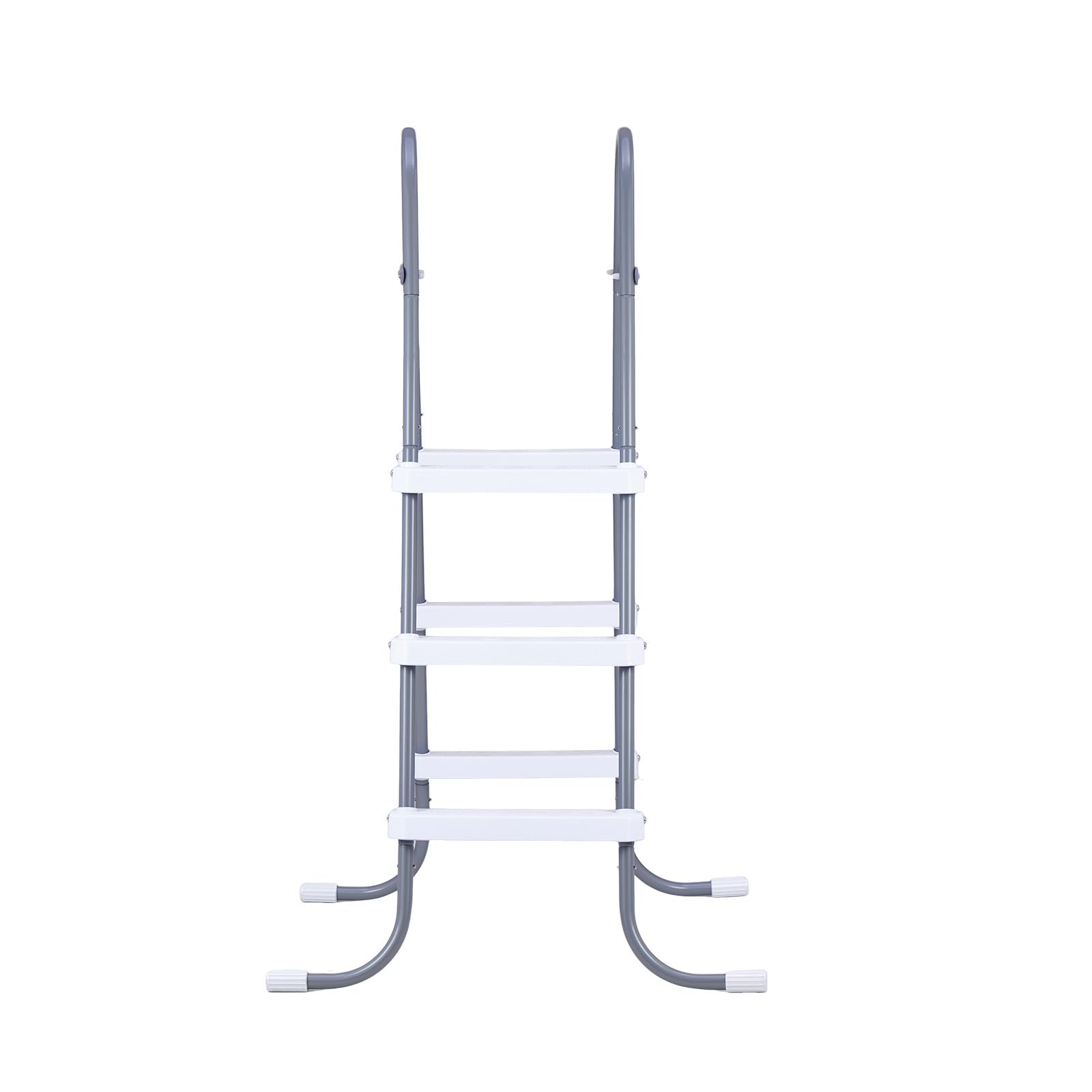 VEVOR Échelle de Piscine Hors Sol 106,7 cm Acier Carbone 3 Marches PP Antidérapantes Capacité Charge 136 kg Gris Blanc