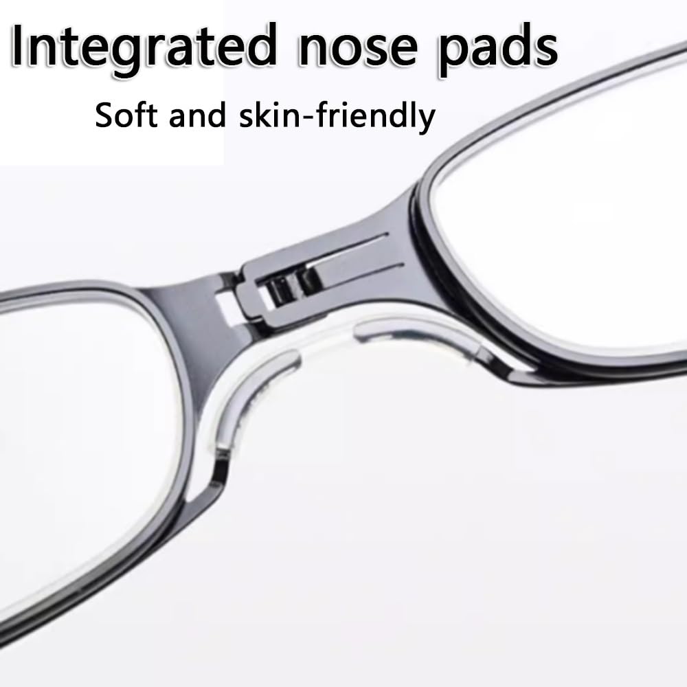 NILZA Schmal Lesebrillen Faltbare Computerbrille Lesehilfe Brillen Klappbare Reading Glasses Kompakte Sehhilfe Brille Mit Etui 1,0 3,5 (Color : Silver, Size : +2.0)