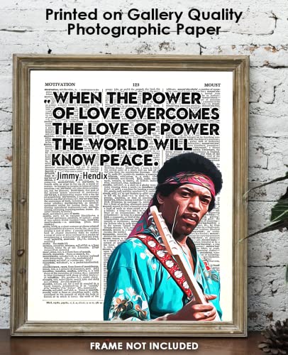 Positive Affirmations Wall Decor For Kids: "When The Power Of Love" Jimi Hendrix 8X10 Inspirational, Motivational Poster & Motivational Wall Art Office Decor For Men & Women #TOP4
