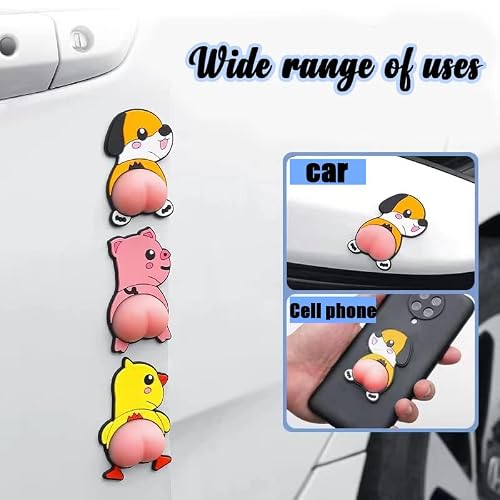 2 Pcs Cute Animal Stickers, Anti Collision Car Door Stickers, Waterproof 3D Silicone Butt Stickers For Car, Car Accessories Car Door Guards Protectors Rearview Mirror Bumper Stickers (Chicken) #TOP3