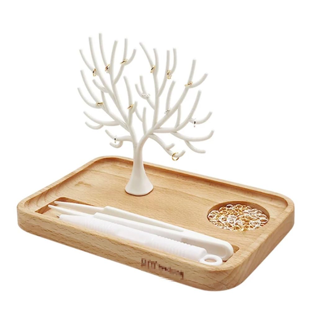 ttnmrc Montessori Golden Tree Fine Motor Skills Set - Ring Tree with Wooden Tray, Tweezers & Rings, Sensory Play