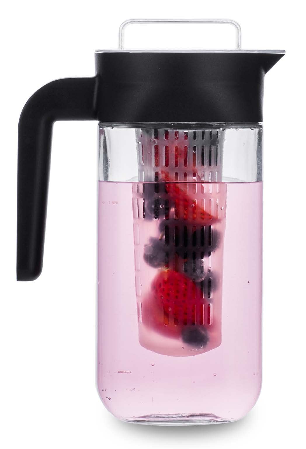 Fruit Infuser Water Pitcher, 36 Ounce Food Grade Borosilicate Glass Infusion Jug Ideal for Iced Juice, Beverages, Water, Lemon, Fruit Wedges & Herbs | Small Pitcher, 4.5 Cups