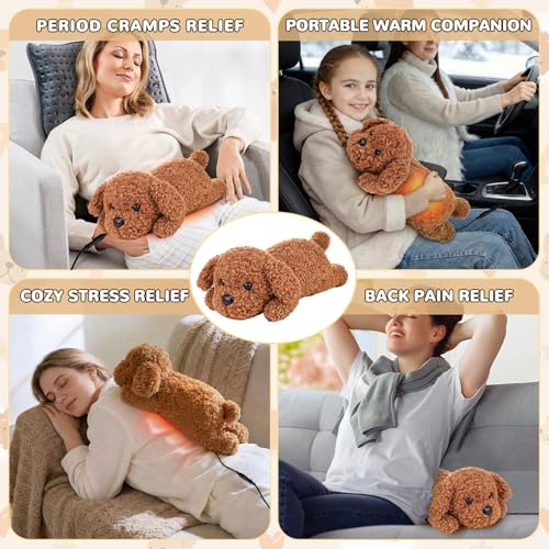 Image of Dog Heating Pad for Period Cramps Menstrual Pain Relief, Portable Electric Heat Pads USB Powered, Cute Poodle Plush Stuffed Animals Gift, Funny Gifts for Women Teen Girls Christmas Birthday Easter