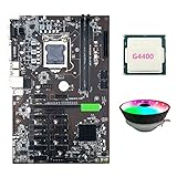 Puce audio : pas de carte son Azwamkue Carte mère B250 BTC avec processeur G4400 + ventilateur de refroidissement RVB 12X fente pour carte graphique LGA 1151 DDR4 pour mineur BTC