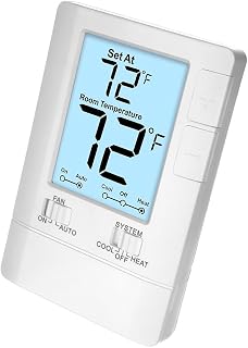 Miuputake V701 Non-Programmable Thermostat: 1 Heat/1 Cool Single-Stage, Easy DIY Install, White Backlight LCD