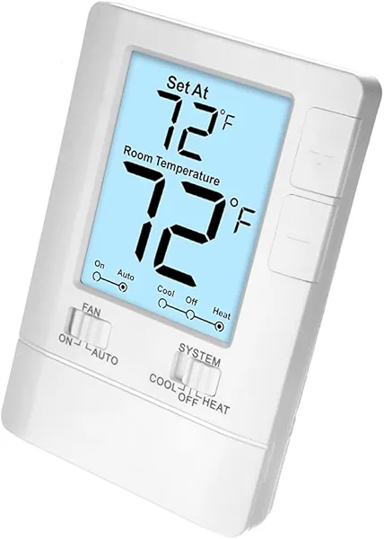 Thermostat for Home Non-Programmable Single-Stage Systems, 1 Heat/1 Cool, Easy DIY, White Backlight