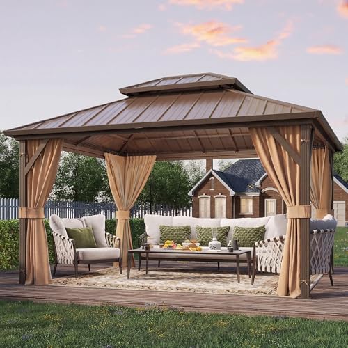 YOLENY 10' x 12' Hardtop Gazebo, Metal Gazebo with...