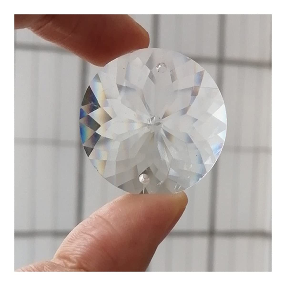 YUZGUHEY 5pcs 30mm Clear Round Chandelier Crystal Prism Pendant Disc Ornaments One/Two Holes Hanging Crystals Lighting Lamp Replacement Parts