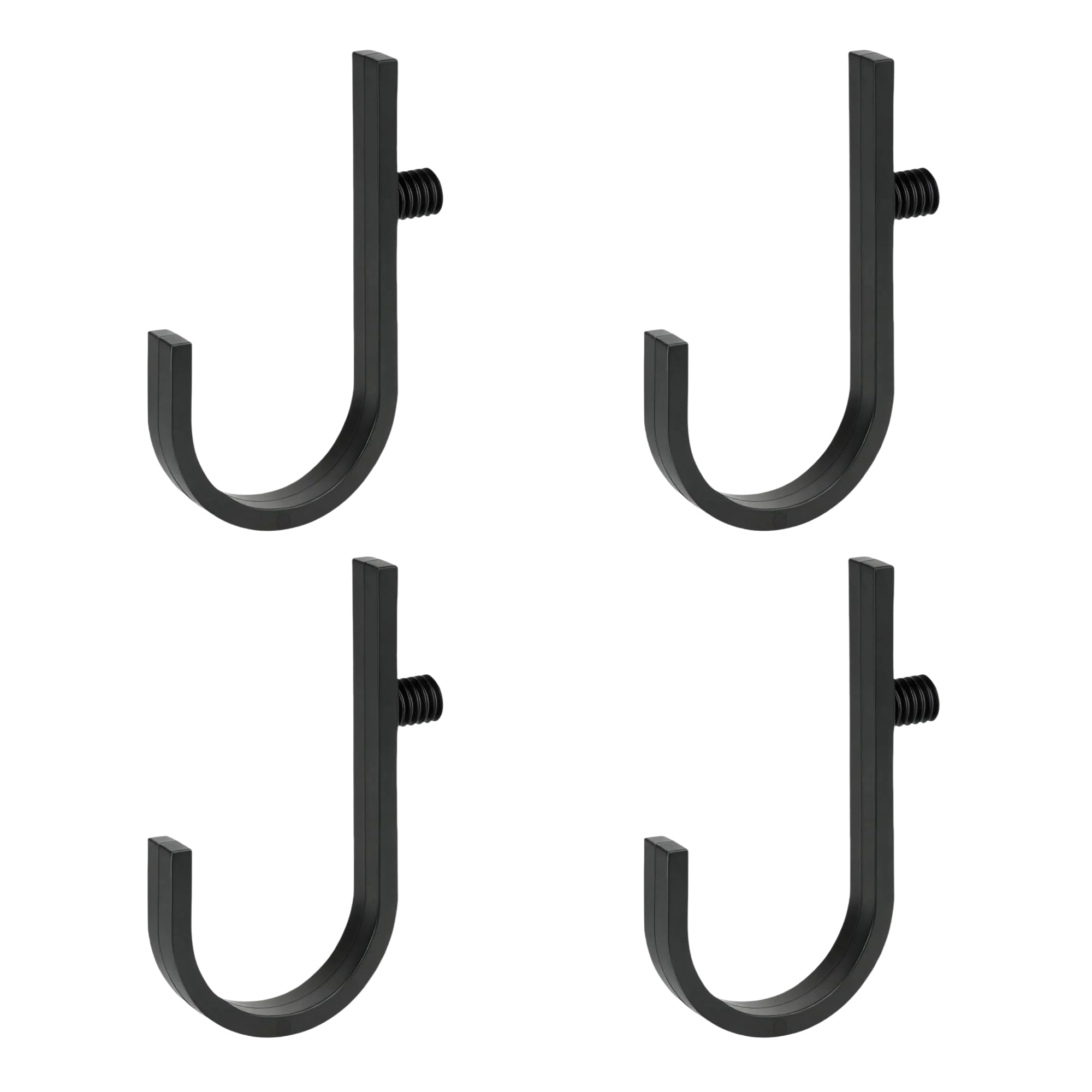 QSYZAIL 4 PCS J-Hook Shed Hooks Compatible with Suncast/Craftsman - Heavy-Duty Garage & Garden Storage Organizers for Tools, Ladders, Ropes - Space-Saving Black Plastic Accessories