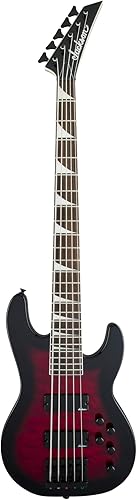 Jackson JS Series - Bajo de concierto de 5 cuerdas JS3VQ, explosión roja transparente, diapasón de amaranto