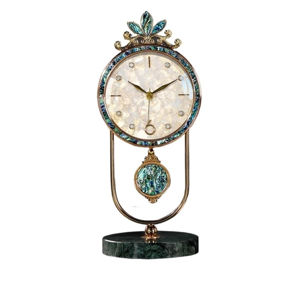 B3F7M4R9J2 Table clock Luxury Table Clocks Silent Living Room Metal Retro Desk Electronic Modern Home Decor Gift Clock(Large)