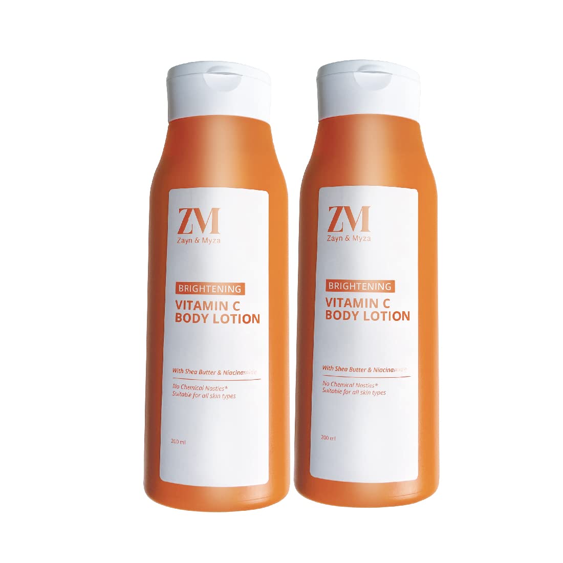 ZM Zayn & Myza Vitamin C Body Lotion Combo | Glow Reviving | Skin Brightening Body Lotion For Radiant Skin | Moisturizing & Hydrating For All Skin Types | Pack Of 2, (200Ml X 2)