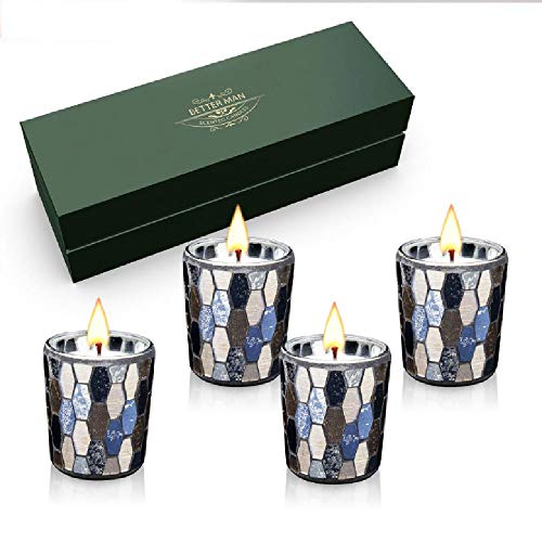 TSSM Conjunto de Velas, 4 Palos de Oro Negro aromaterapia Vela de Planta Natural Esencial de Soja Aceite de Cera con el Medio Ambiente sin Humo portátiles para el hogar Viajes