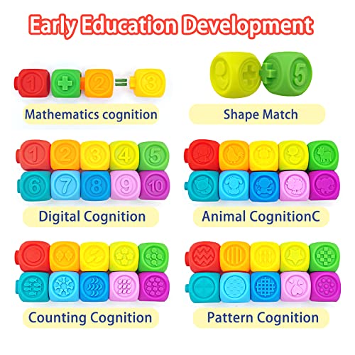 Stacking Building Block Set For Toddlers Montessori Toys Squeeze Games For Babies 18+ Months Sensory Development Early Education Teething Toys For Infants Birthday Festival Gifts For Girls And Boys #TOP2