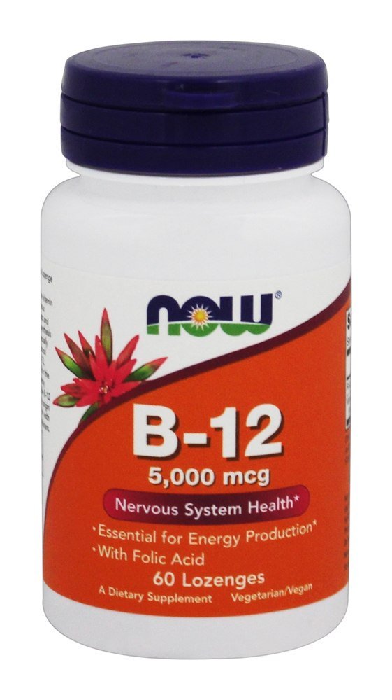 NOW Foods B-12, 5000mcg w/FOLIC, 60 Tabs (Pack of 6)