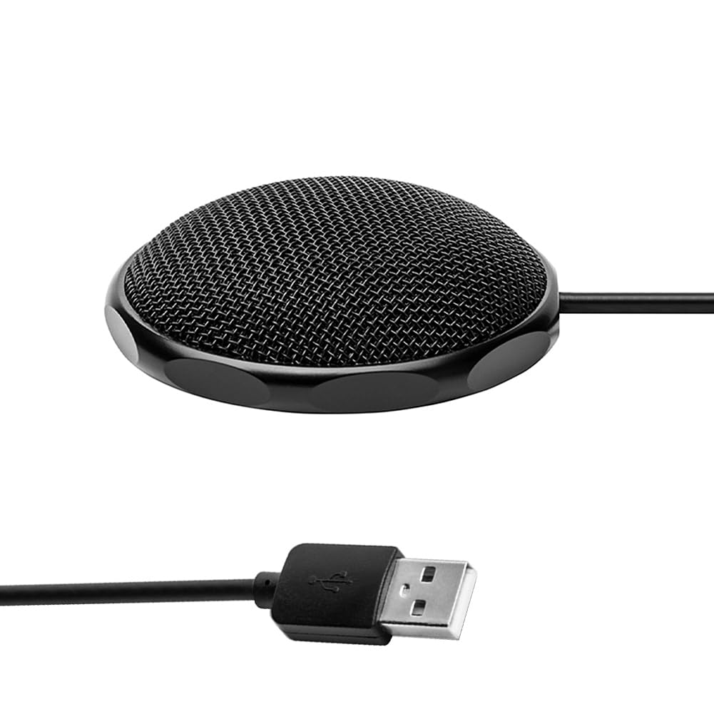 Tiiyee Microphone à Condensateur, USB Mini Micro Filaire Portable Dictée | Réunion Affaires Omnidirectionnel pour Ordinateur Bureau PC Enregistrement Conférence Téléphonique Streaming Gaming