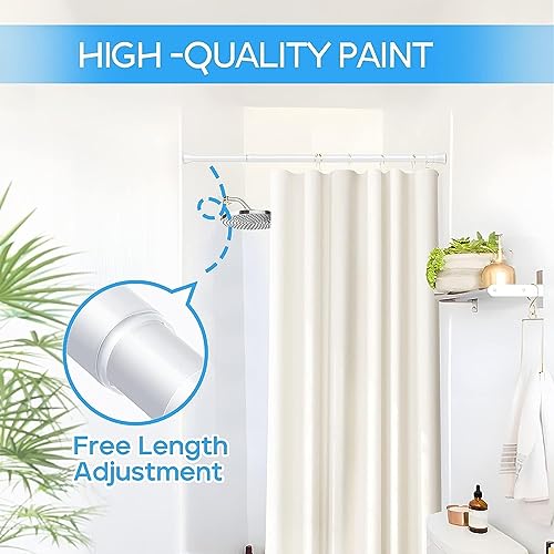 Image of Tension Curtain Rod White 1PCS Tension Rods for Windows 30 to 64 Inch Spring Curtain Rod Adjustable Tension Curtain Rod of Bathroom Window Curtain Rod Closet rod Kitchen rod Wardrobe