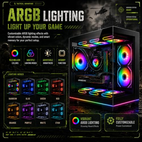 Image of Gaming PC Desktop Computer i7 11700F up to 4.9GHz, RTX 5050 8GB GDDR6 | 32GB RAM, 1TB NVMe SSD, WiFi 6 & BT 5.4, Liquid Cooled, 9x ARGB Fans, Windows 11, RGB Keyboard & Mouse
