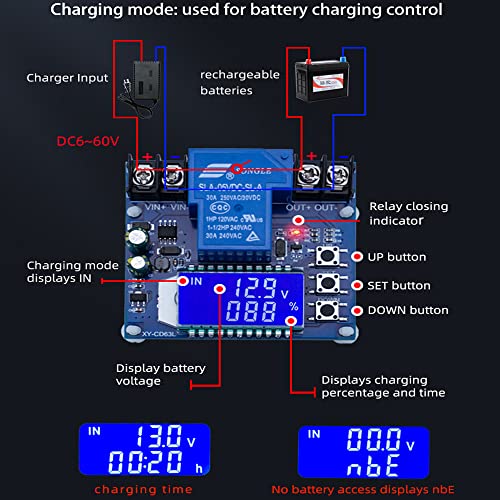 Cd60L 10A/Cd63L 30A Battery Charging Discharge Control Module, Full Power-Off Dc Under-Voltage Power-Off Protection Module With Led Indicator 6-60V (Xy-Cd60L) #TOP1