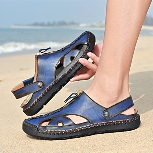 Men's Sandals Breathable Beach Shoes Leisure Flats Men Casual Shoe Slip on Retro Sandals(47)3