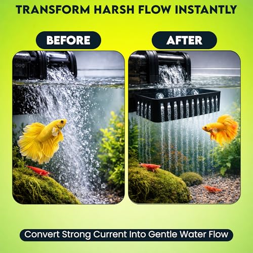 Image of Square Aquarium Filter Baffle, Universal HOB Filter Compatible, Slow Flow Design for Betta Fish and Shrimp Tanks (Extra Large)