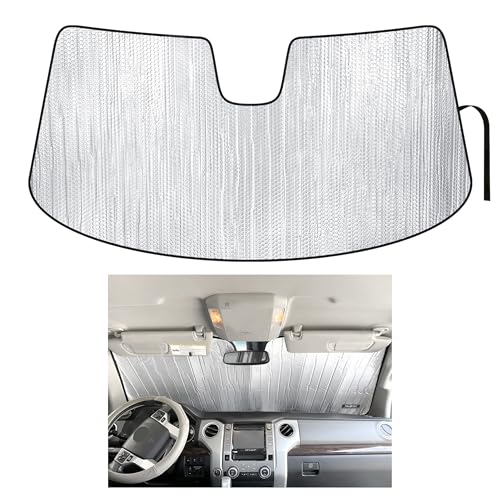 YelloPro Custom Fit Windshield Sunshade for Toyota Tundra -2007 2008 2009 2010 2011 2012 2013 2014 2015 2016 2017 2018 2019 2020 2021 - Limited SR5 Platinum TRD Pro Pickup, Sun Shade, Made in USA