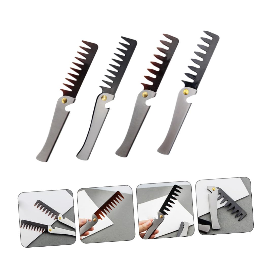 BESTYASH Set 4 Pettini Pieghevoli in Acciaio Inossidabile per Uomo e Donna, Pettine Portatile Apribottiglie, per Acconciature Vintage e Cura dei Chioma