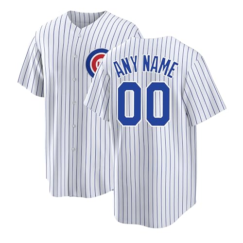 Custom Baseball Jersey Name Number Logo for Men Women Fans Sports Uniform Personalized Softball Jersey (White Blue Stripes)