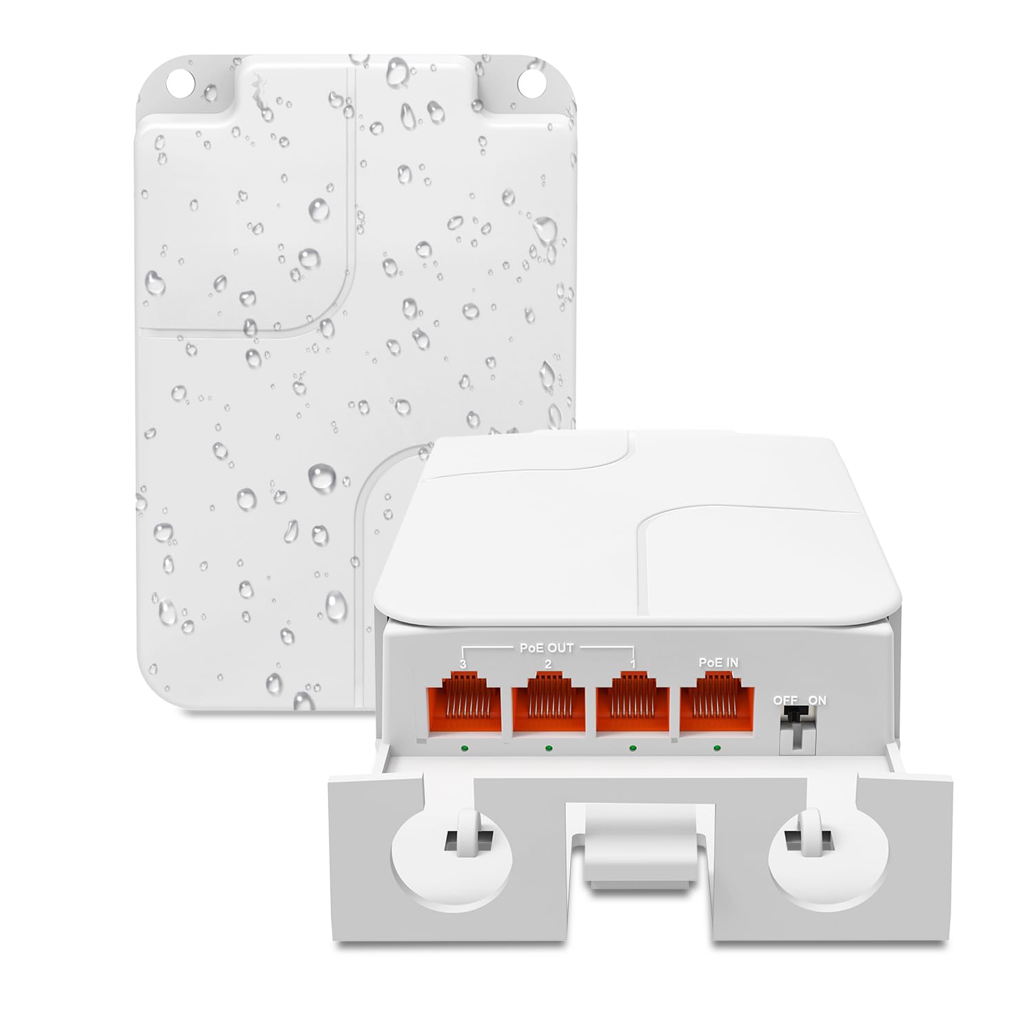 YuanLey Outdoor 2.5 Gigabit PoE Extender 1 in 3 Out, 4 Port 2.5Gbps PoE Repeater IP55 Waterproof, Vlan, Extend Additional 100m(328ft) of Power and Data Transmission, Wall Mount Plug and Play