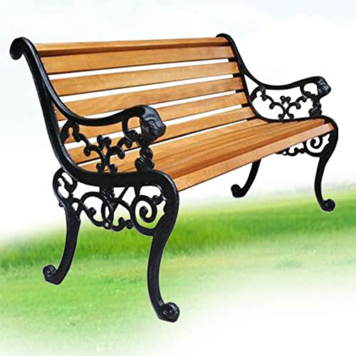 LBSI Bancs de Jardin,Banc de Jardin Bois et Fer Forgé, Exterieur Bancs, Banc de Parc Robuste avec Accoudoirs et Dossier, Bancs de Jardin de Terrasse - Tricolore