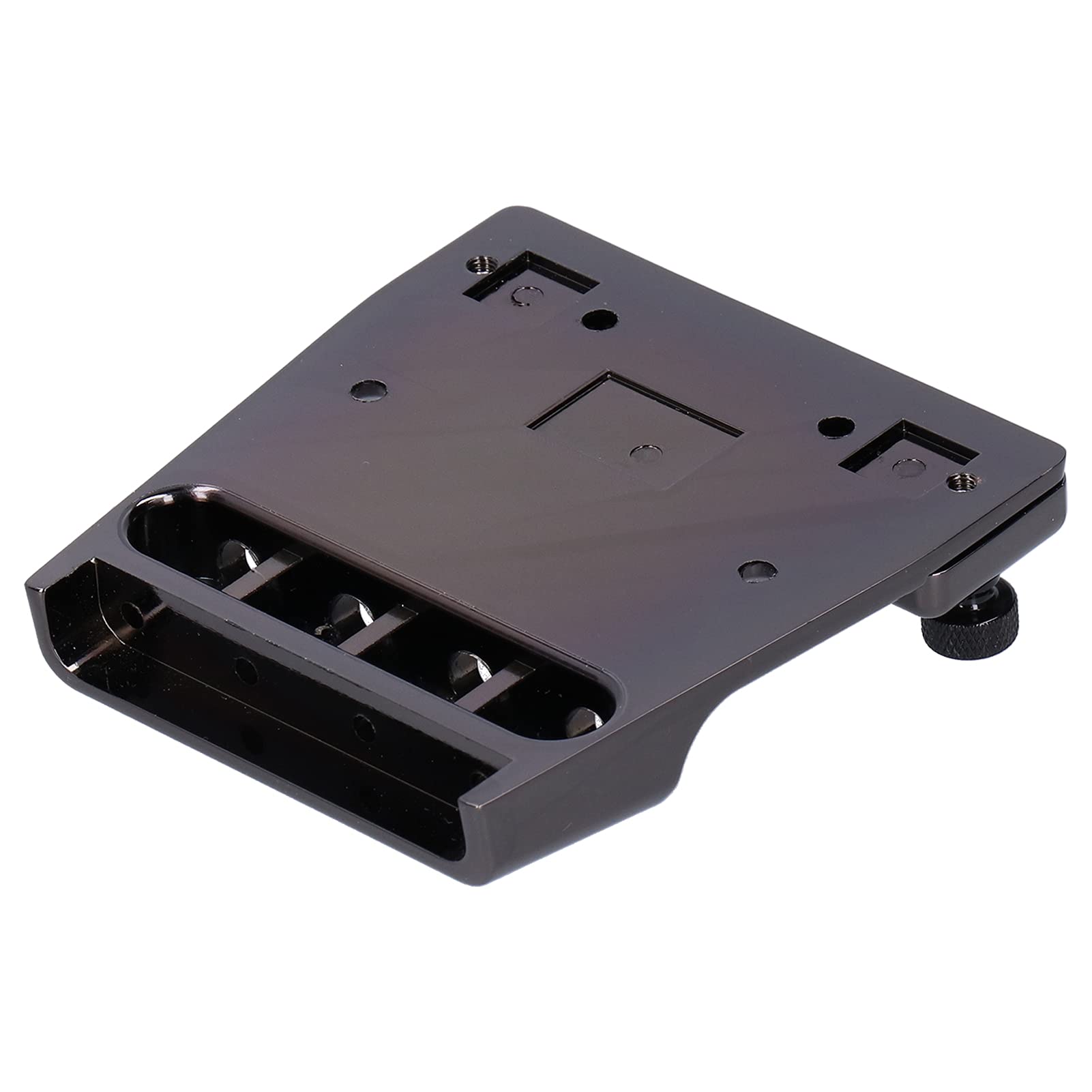 Puente de guitarra de 4 cuerdas de puente fijo de cola rígida de aleación de acero inoxidable para reparación de actualización de bajo eléctrico negro 98,5 x 75 mm