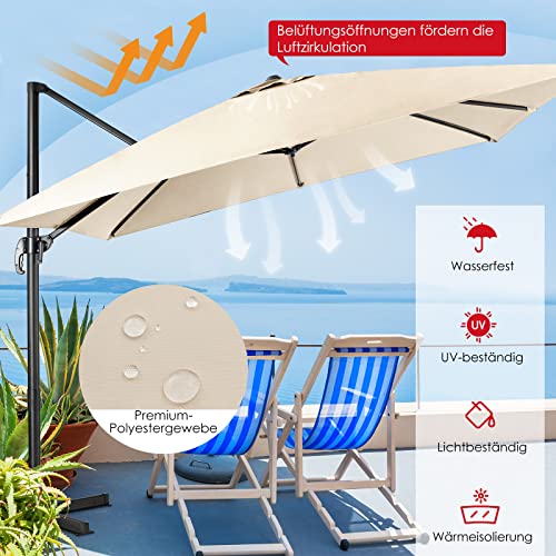 Rechteckiger Ampelschirm von COSTWAY 300 x 300 cm