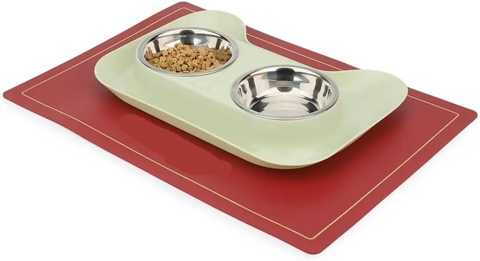 Double Sided Pet Bowl Mat Waterproof Leather Cat Dog Placemat Pet Water Food Feed Eat Pad(Gray)