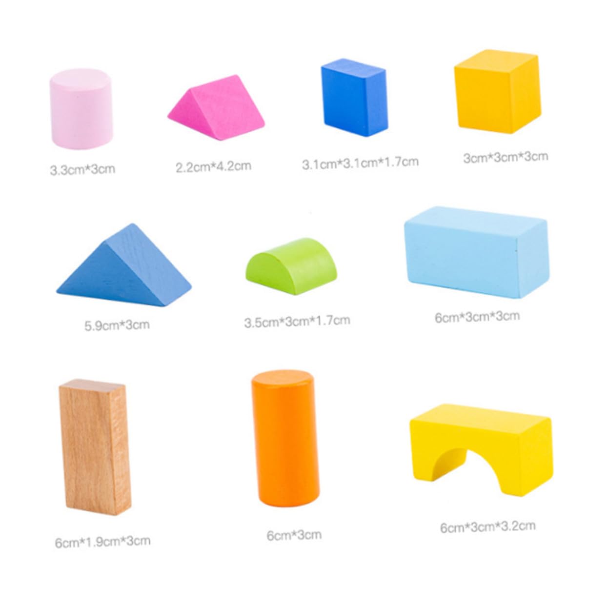 HANABASS Bloques de Madera Geométricos Juguetes Educativos para Niños 100 Piezas y Textura Suave Pulido Manual Doble para Promover Habilidades de Pensamiento Jugando