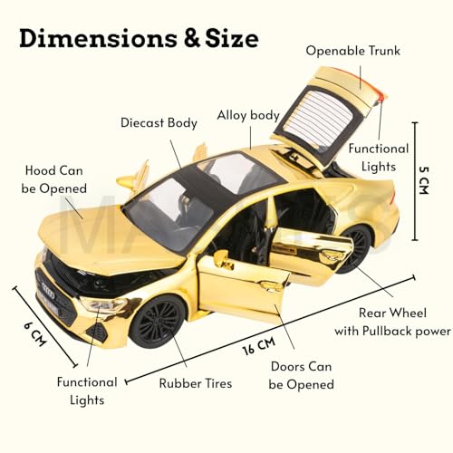 Image of Mashes Audi RS7 Diecast Metal Car Toy 1:32 Scale with Openable Doors, Bonnet & Trunk, Pull Back Action, Light & Sound, Detailed Luxury Sports Car Model for Kids & Collectors, Gift Toy Car [Multicolor]