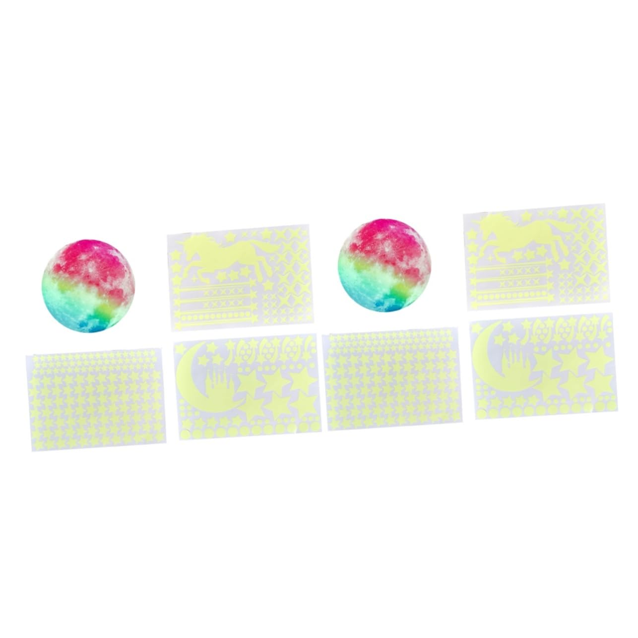 Autocollant mural lumineux licorne et boule arc-en-ciel fluorescente enfant
