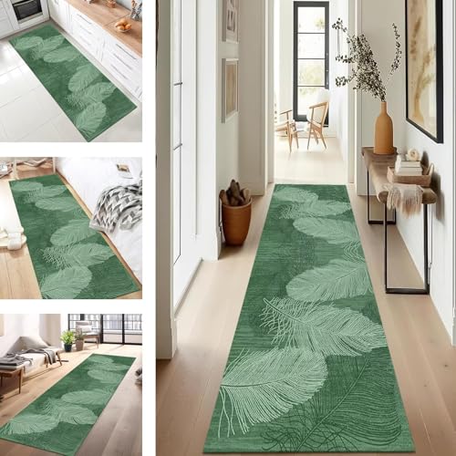 Tapis de couloir antidérapant et antisalissure vert lavable 60x350cm - 2