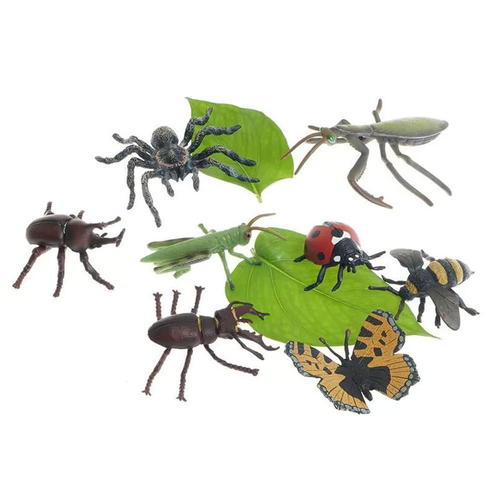 Montessori Insekten-Figuren-Set, realistische Käfermodelle Insekten-Tierfiguren für Kleinkind-Sprachlernen (8 Stück)