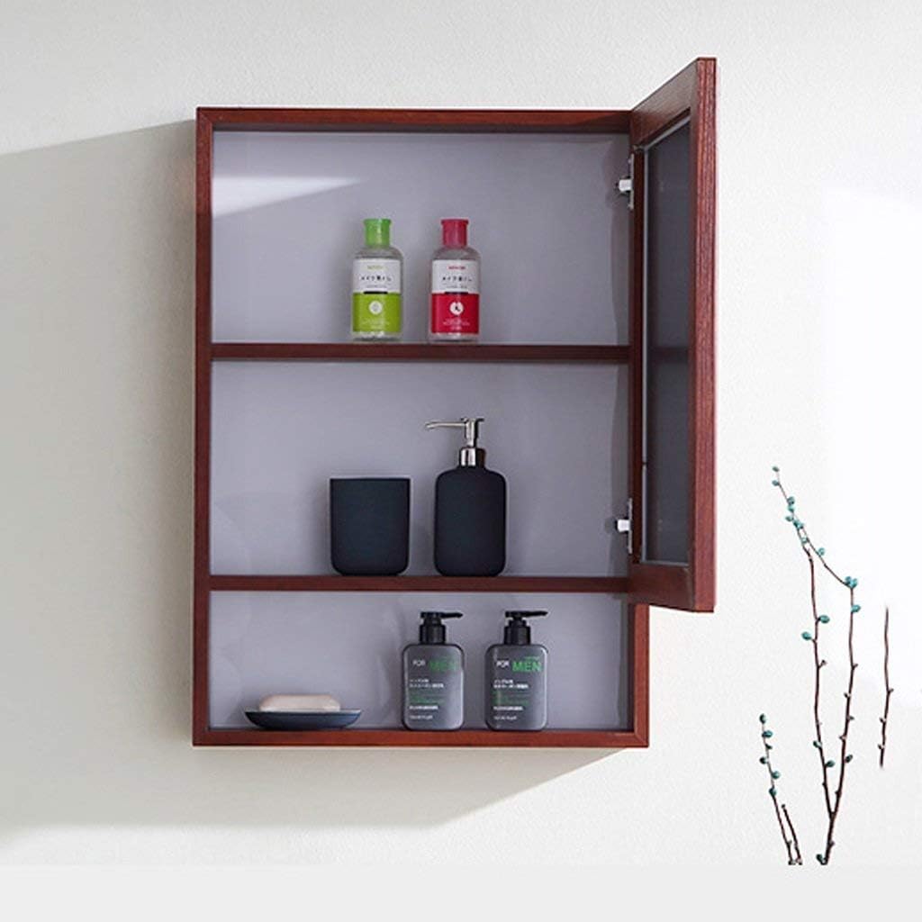 Space Aluminum Profile Bathroom Mirror Cabinet Mirror Box Wall-Mounted Toilet Storage Cabinet (Color : Beige)