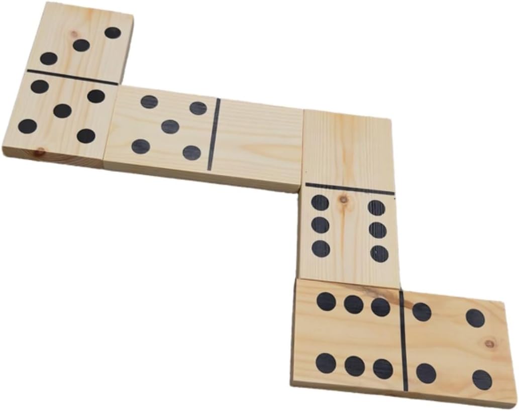 Quickdraw Giant Wooden Dominoes – 28 Large Traditional Dominoes for Indoor & Outdoor Fun – Ideal for Family Parties & Events – Sturdy Box