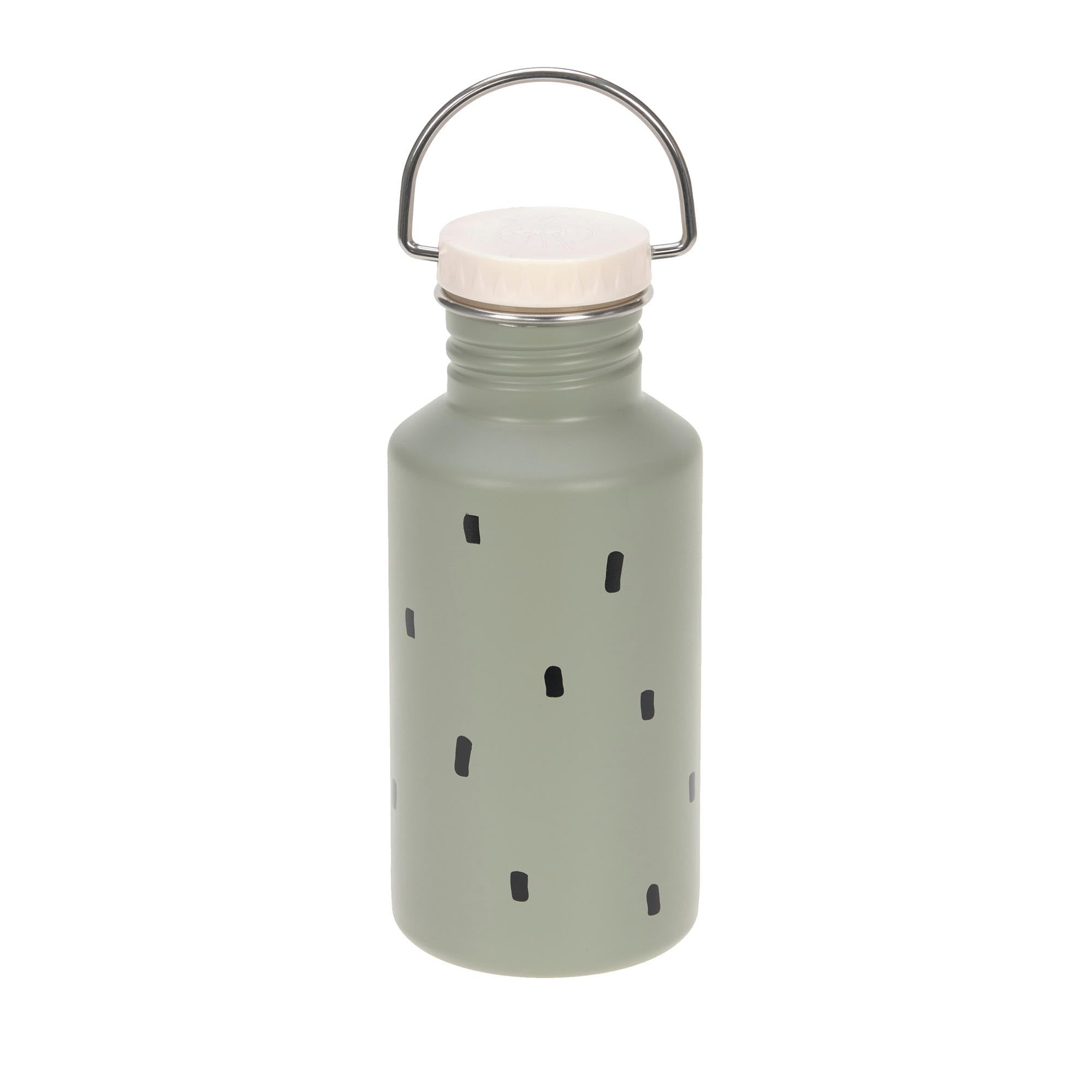 LÄSSIG Happy Prints Children's Stainless Steel Drinking Bottle with Sport Cup 500 ml Leak-Proof/Stainless Steel Bottle Light Olive